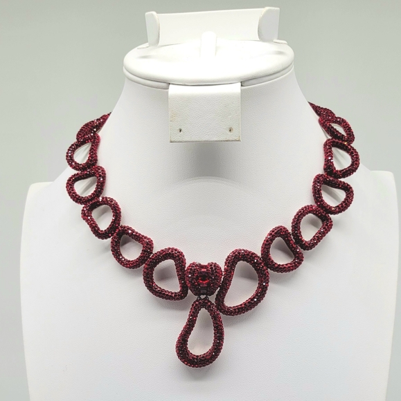 Atelier Swarovski Garnet Swarovski Crystal Tigris Statement Necklace with Box - Picture 7 of 13